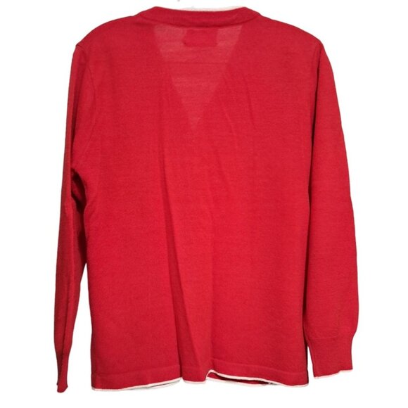 Womens Golf Cardigan Sweater Red Vintage Andrew Argenti Embroidery Acrylic Count - Picture 2 of 6